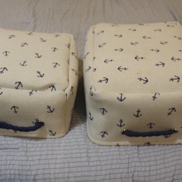 Nautical Fabric Small Anchor Theme Storage Baskets - Picture 4 of 12